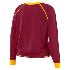 Washington Commanders WEAR by Erin Andrews Women's Plus Size Tie-Front Long Sleeve Top Burgundy/Gold