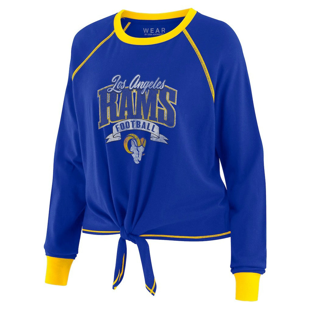 Los Angeles Rams WEAR by Erin Andrews Women's Plus Size Tie-Front Long Sleeve Top Royal/Gold
