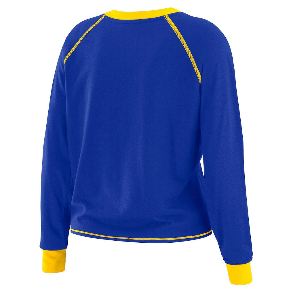 Los Angeles Rams WEAR by Erin Andrews Women's Plus Size Tie-Front Long Sleeve Top Royal/Gold