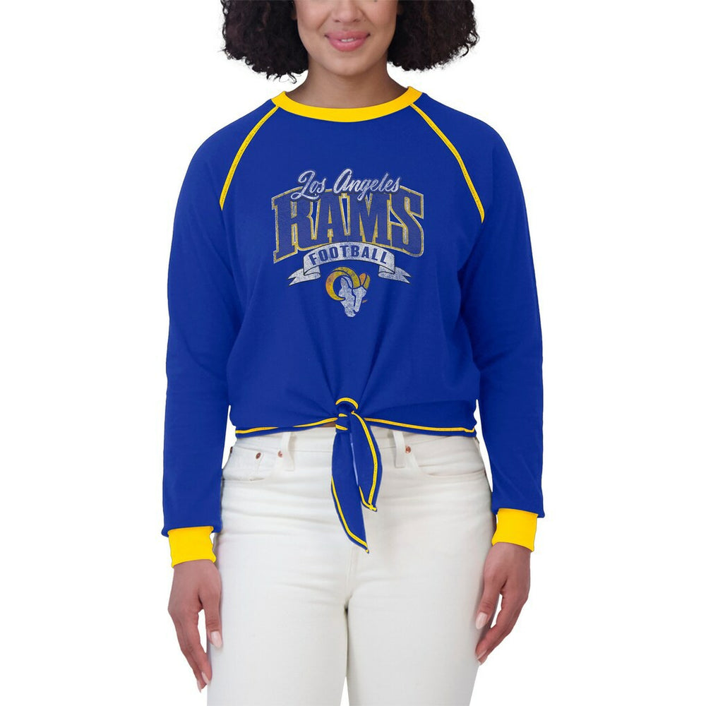Los Angeles Rams WEAR by Erin Andrews Women's Plus Size Tie-Front Long Sleeve Top Royal/Gold