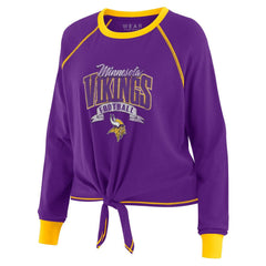 Minnesota Vikings WEAR by Erin Andrews Women's Plus Size Tie-Front Long Sleeve Top Purple/Yellow