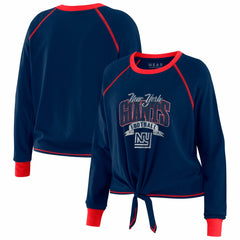 New York Giants WEAR by Erin Andrews Women's Plus Size Tie-Front Long Sleeve Top Royal/Red