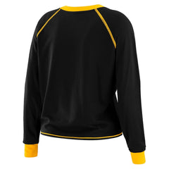 Pittsburgh Steelers WEAR by Erin Andrews Women's Plus Size Tie-Front Long Sleeve Top Black/Gold