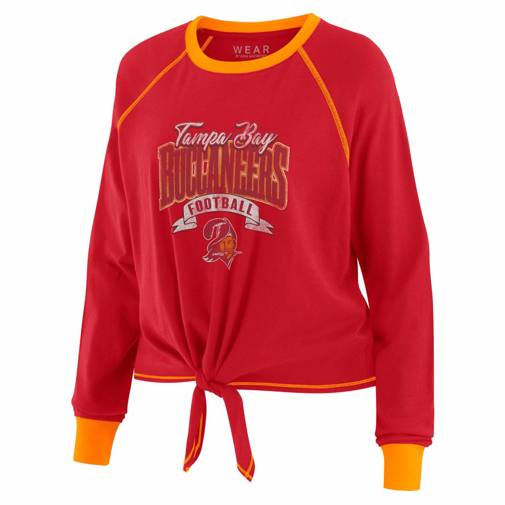 Tampa Bay Buccaneers WEAR by Erin Andrews Women's Plus Size Tie-Front Long Sleeve Top Red/Orange