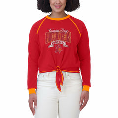 Tampa Bay Buccaneers WEAR by Erin Andrews Women's Plus Size Tie-Front Long Sleeve Top Red/Orange