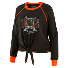 Cincinnati Bengals WEAR by Erin Andrews Women's Plus Size Tie-Front Long Sleeve Top Black/Orange
