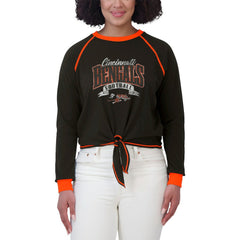 Cincinnati Bengals WEAR by Erin Andrews Women's Plus Size Tie-Front Long Sleeve Top Black/Orange