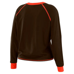 Cleveland Browns WEAR by Erin Andrews Women's Plus Size Tie-Front Long Sleeve Top Brown/Orange