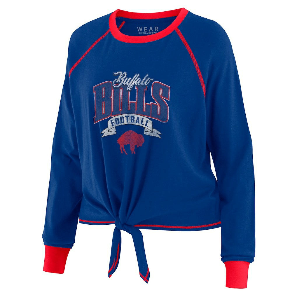 Buffalo Bills WEAR by Erin Andrews Women's Plus Size Tie-Front Long Sleeve Top Royal/Red