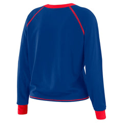 Buffalo Bills WEAR by Erin Andrews Women's Plus Size Tie-Front Long Sleeve Top Royal/Red