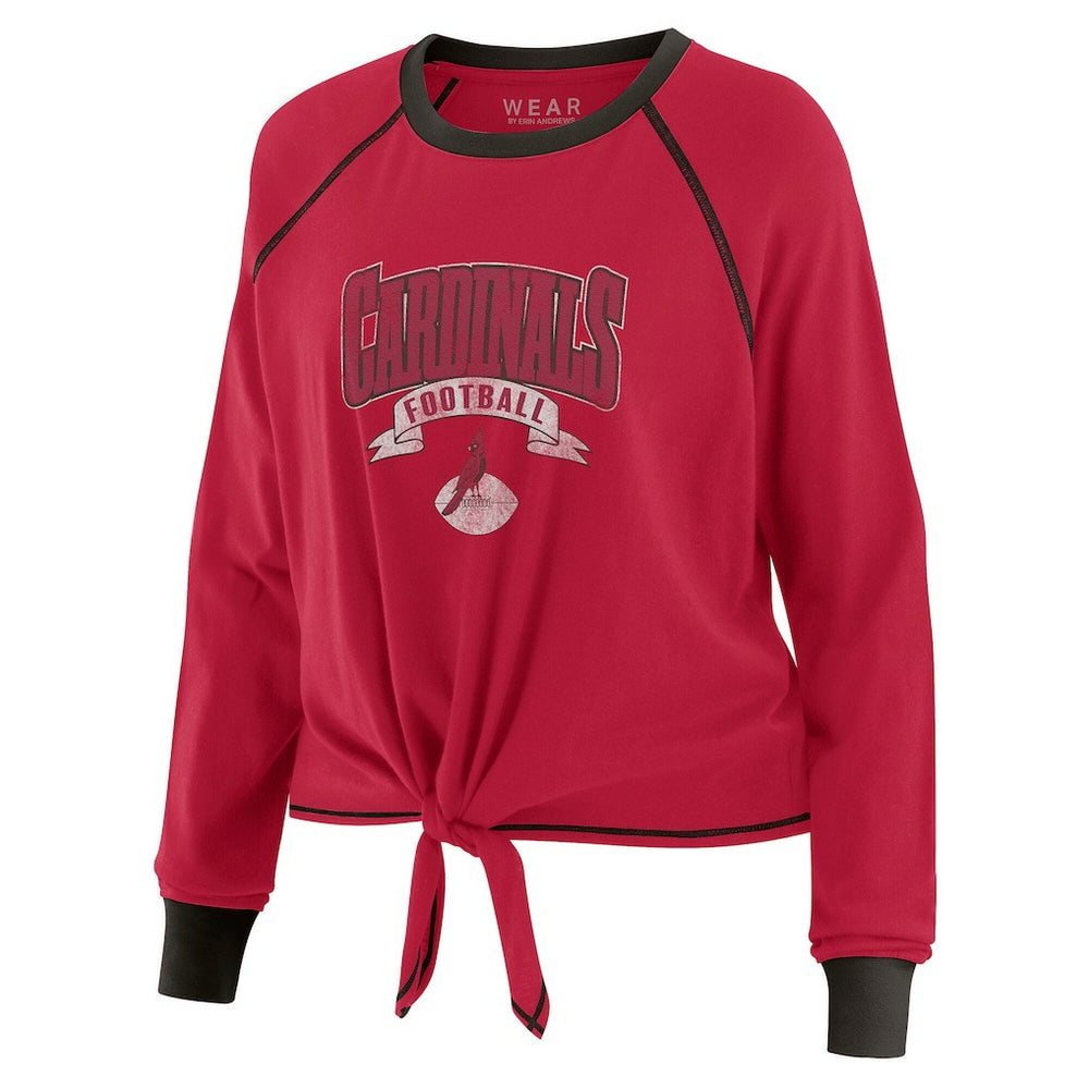 Arizona Cardinals WEAR by Erin Andrews Women's Plus Size Tie-Front Long Sleeve Top Cardinal/Black