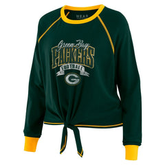 Green Bay Packers WEAR by Erin Andrews Women's Plus Size Tie-Front Long Sleeve Top Green/Gold