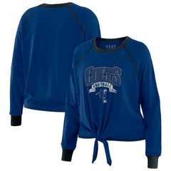 Indianapolis Colts WEAR by Erin Andrews Women's Plus Size Tie-Front Long Sleeve Top Royal/Black