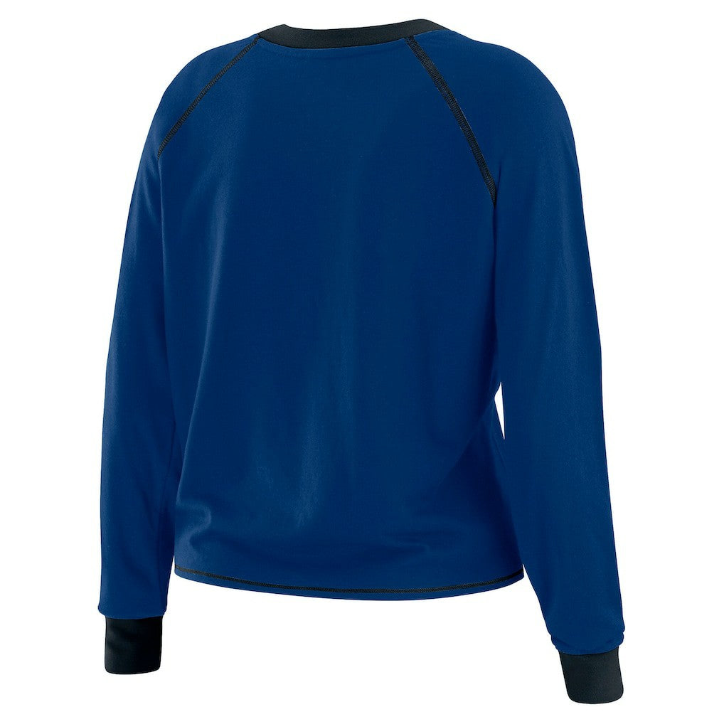 Indianapolis Colts WEAR by Erin Andrews Women's Plus Size Tie-Front Long Sleeve Top Royal/Black
