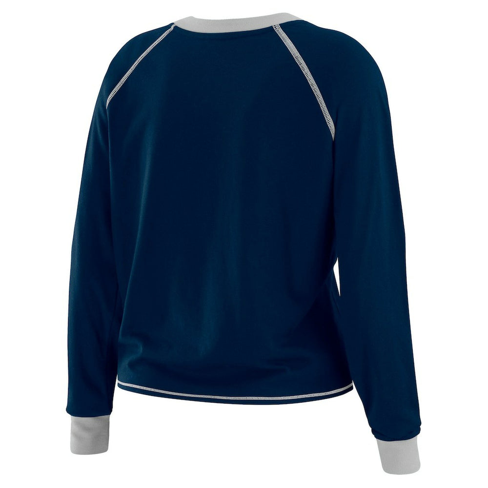 Dallas Cowboys WEAR by Erin Andrews Women's Plus Size Tie-Front Long Sleeve Top Navy/Silver