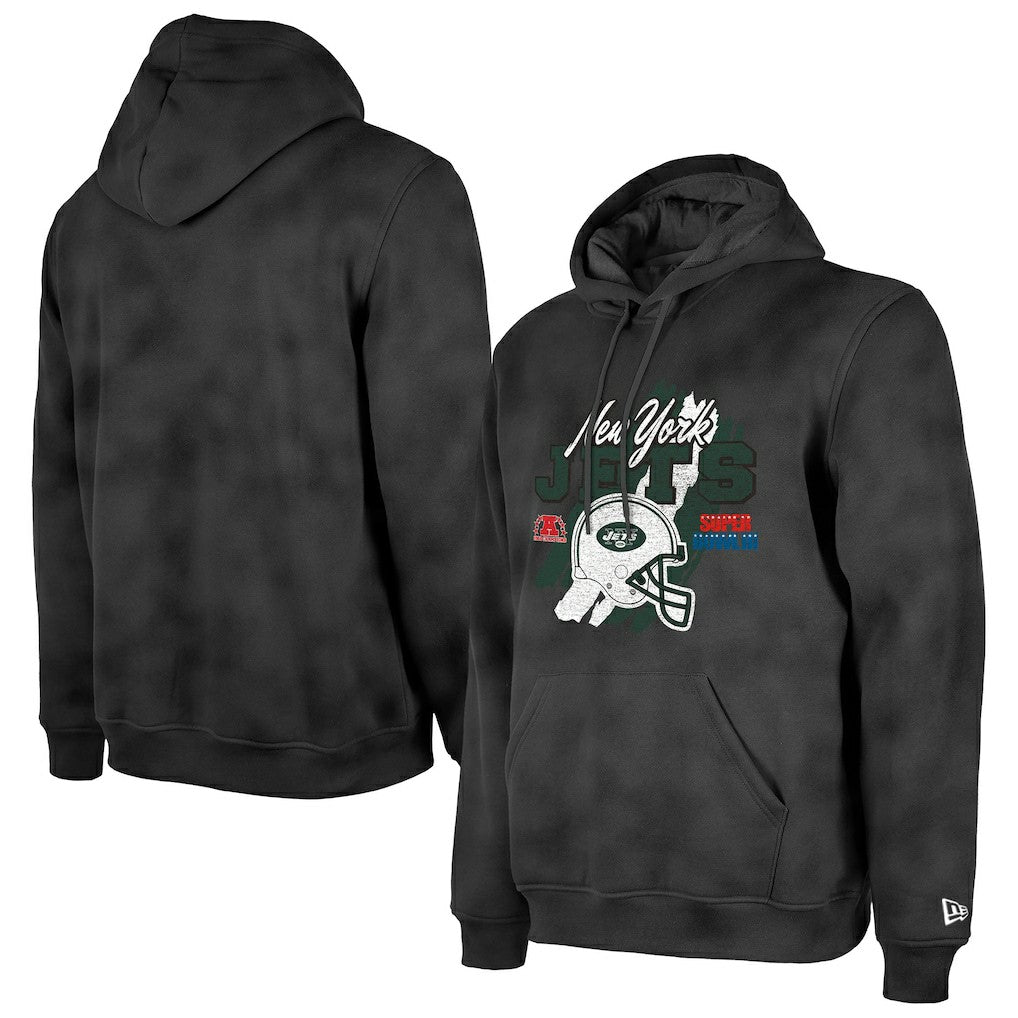 New York Jets New Era Identity Helmet Enzyme Washed Pullover Hoodie Black