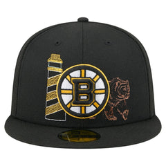 NHL Boston Bruins New Era State Stitch 59FIFTY Fitted Hat - Black