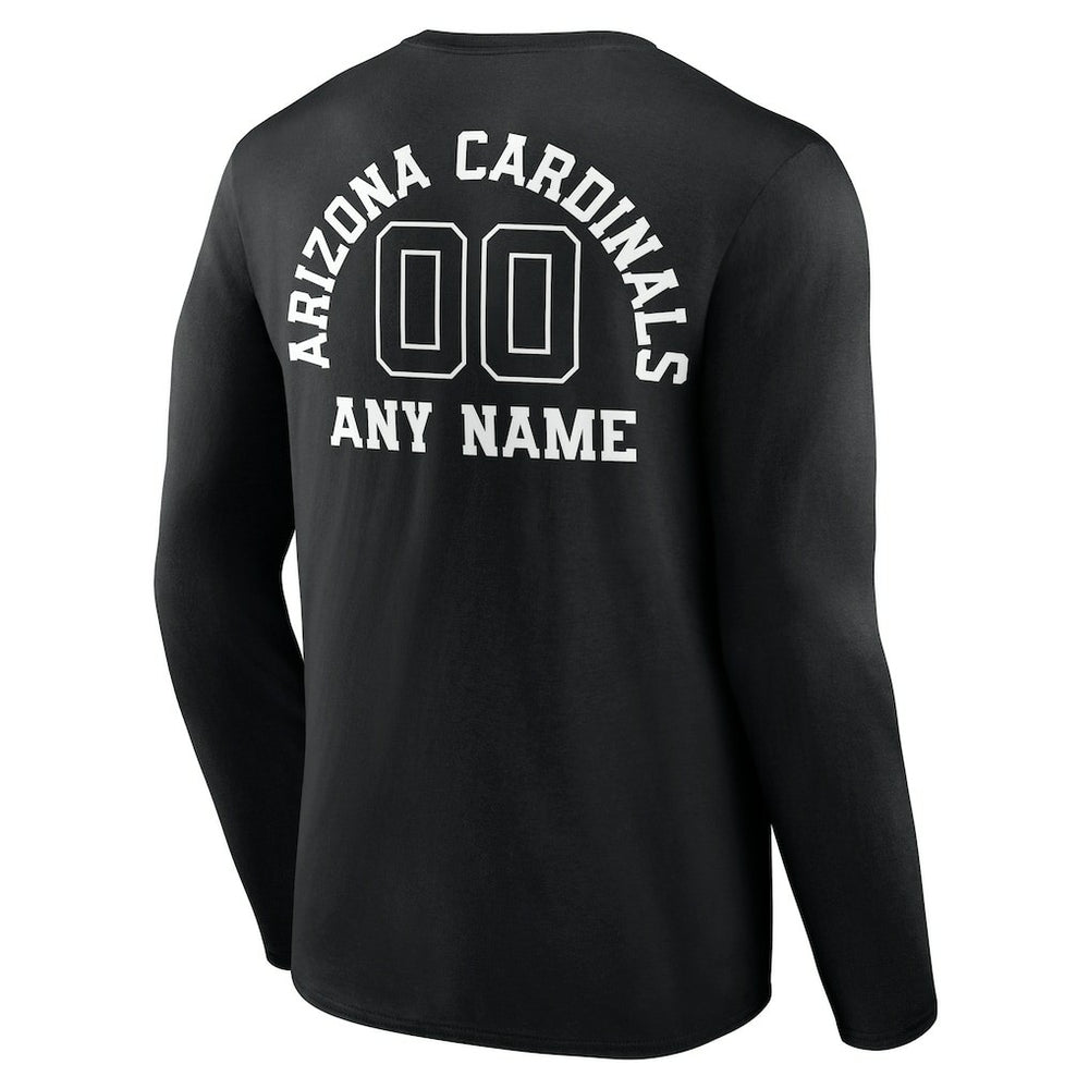 Arizona Cardinals Personalized Name & Number Monochrome Long Sleeve T-Shirt Black