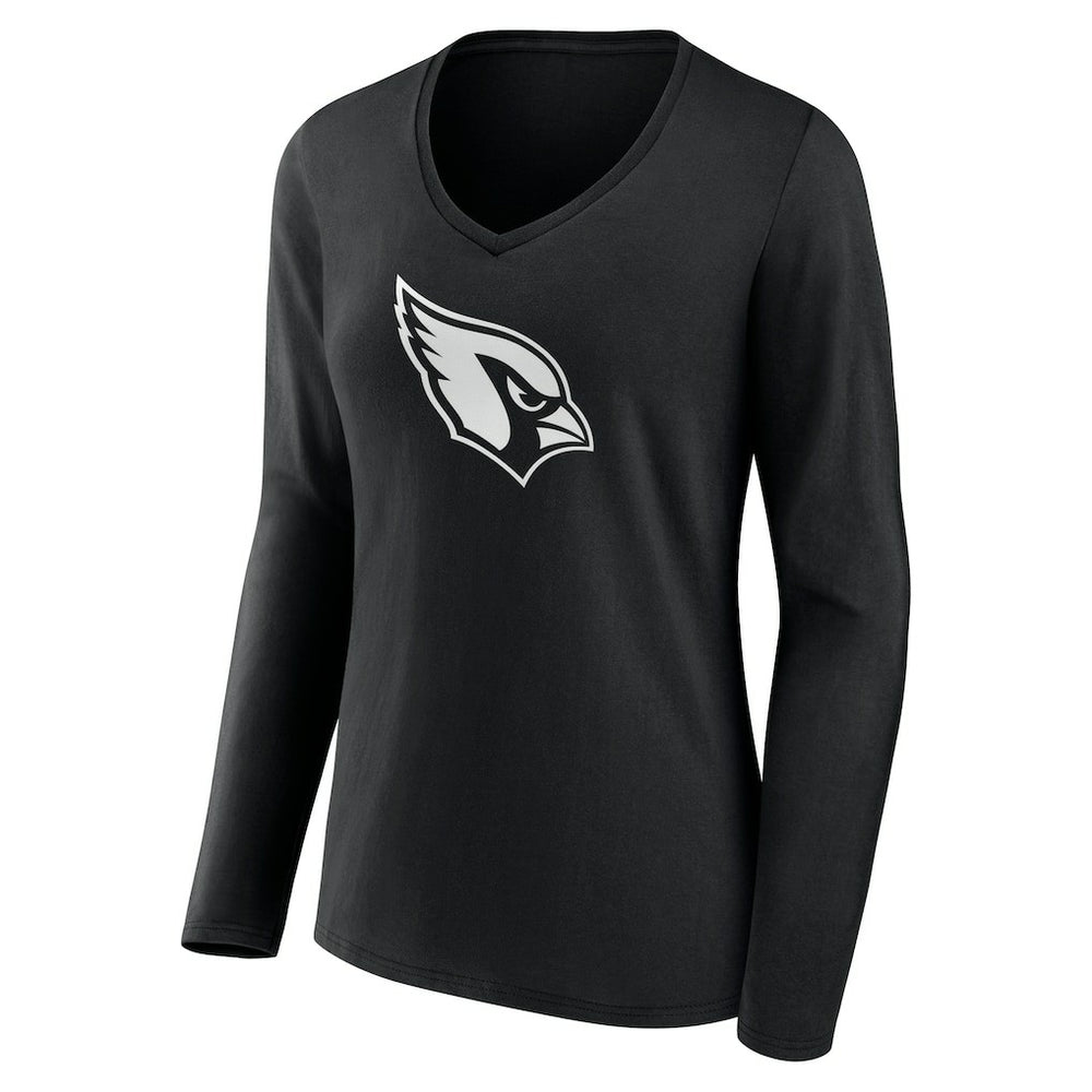 Arizona Cardinals Women's Personalized Name & Number Monochrome Long Sleeve V-Neck T-Shirt Black