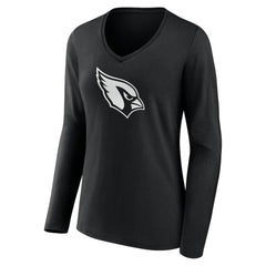 Arizona Cardinals Women's Personalized Name & Number Monochrome Long Sleeve V-Neck T-Shirt Black
