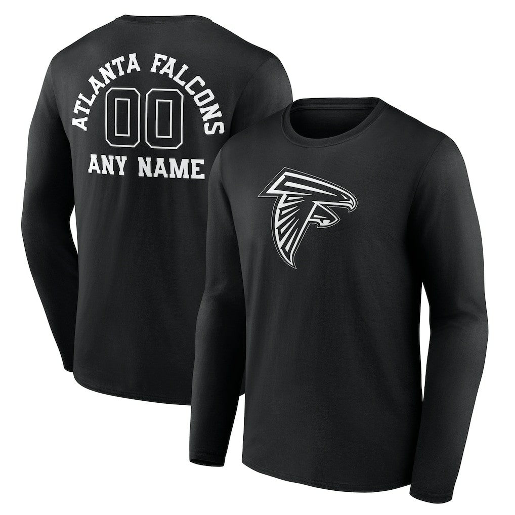 Atlanta Falcons Personalized Name & Number Monochrome Long Sleeve T-Shirt Black
