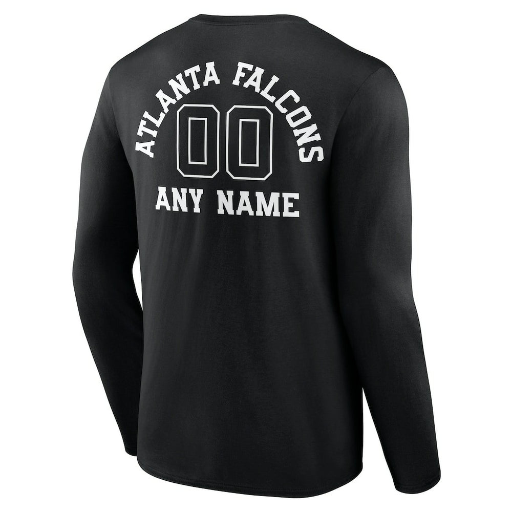 Atlanta Falcons Personalized Name & Number Monochrome Long Sleeve T-Shirt Black