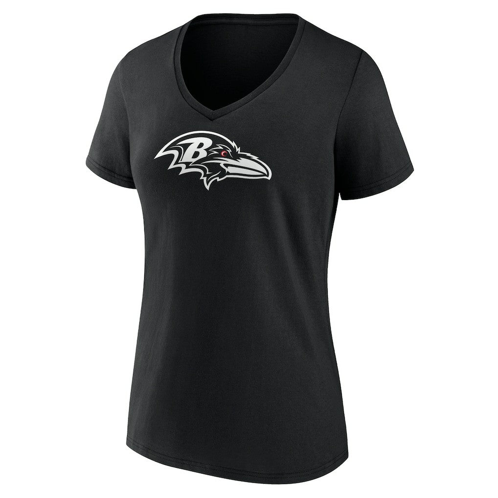 Baltimore Ravens Women's Personalized Name & Number Monochrome V-Neck T-Shirt Black