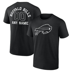 Buffalo Bills Personalized Name & Number Monochrome T-Shirt Black
