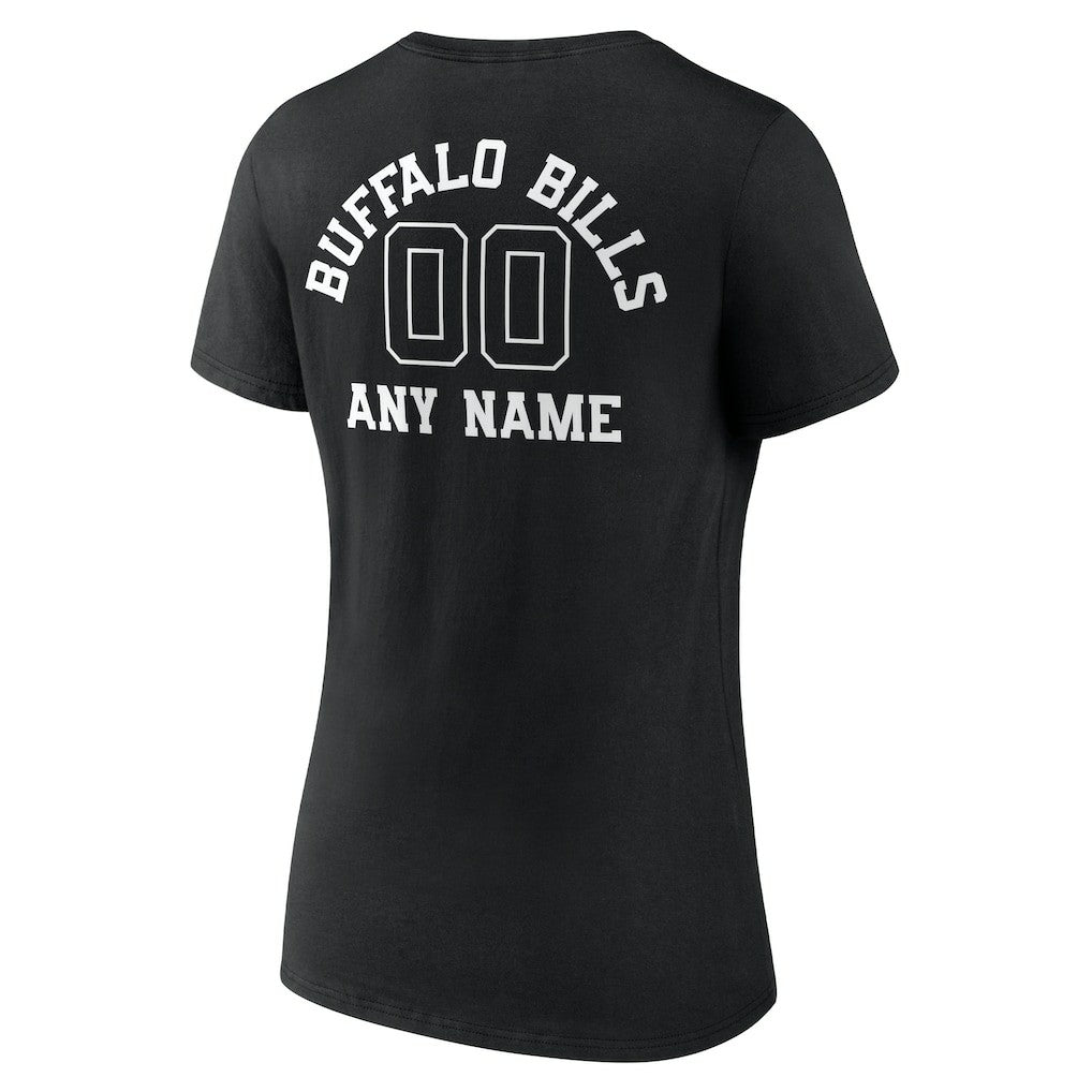 Buffalo Bills Women's Personalized Name & Number Monochrome V-Neck T-Shirt Black