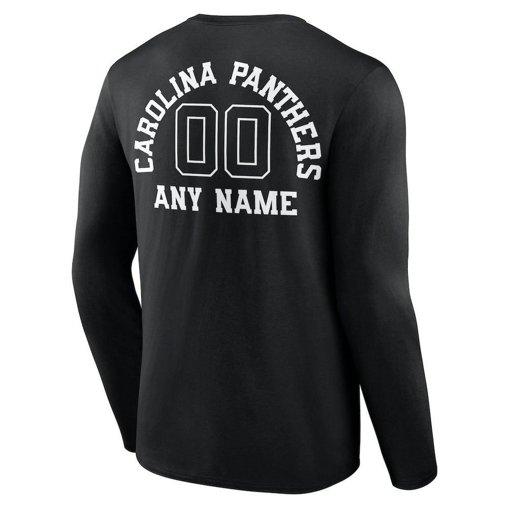 Carolina Panthers Personalized Name & Number Monochrome Long Sleeve T-Shirt Black