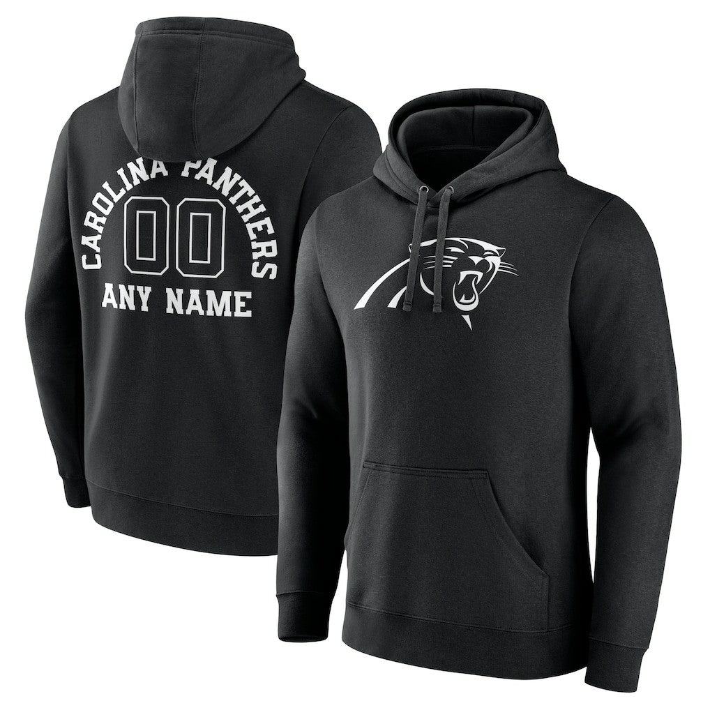 Carolina Panthers Personalized Name & Number Pullover Hoodie Black