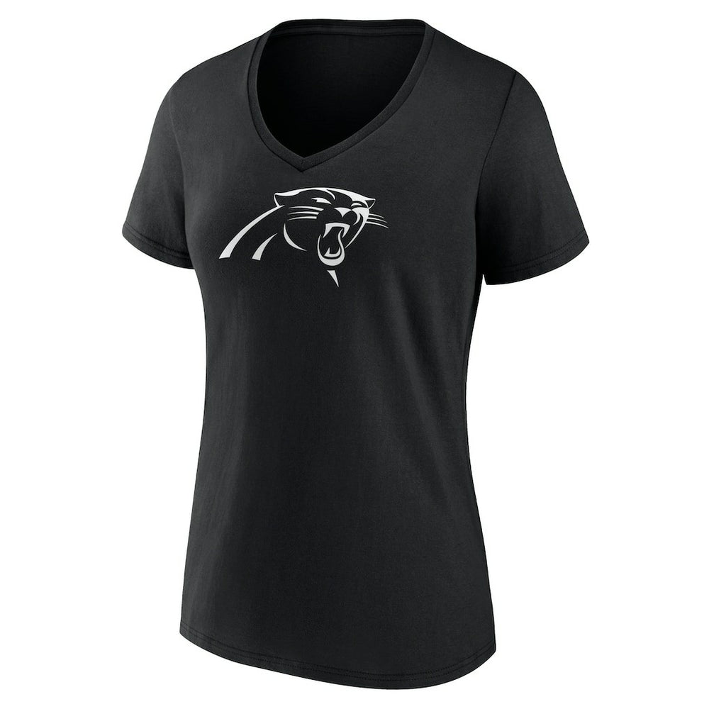 Carolina Panthers Women's Personalized Name & Number Monochrome V-Neck T-Shirt Black
