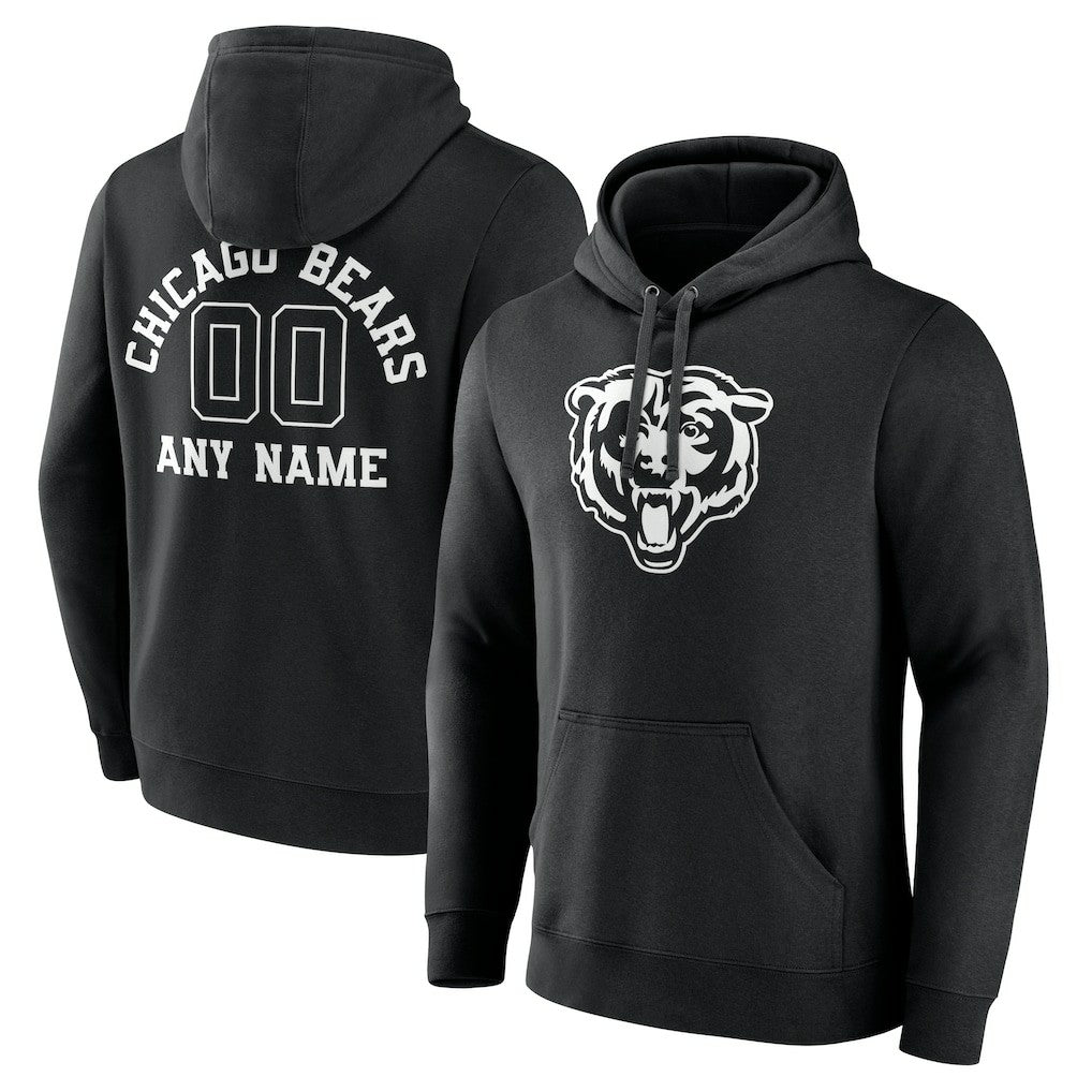Chicago Bears Personalized Name & Number Pullover Hoodie Black