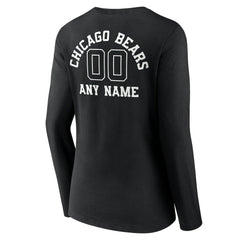 Chicago Bears Women's Personalized Name & Number Monochrome Long Sleeve V-Neck T-Shirt Black