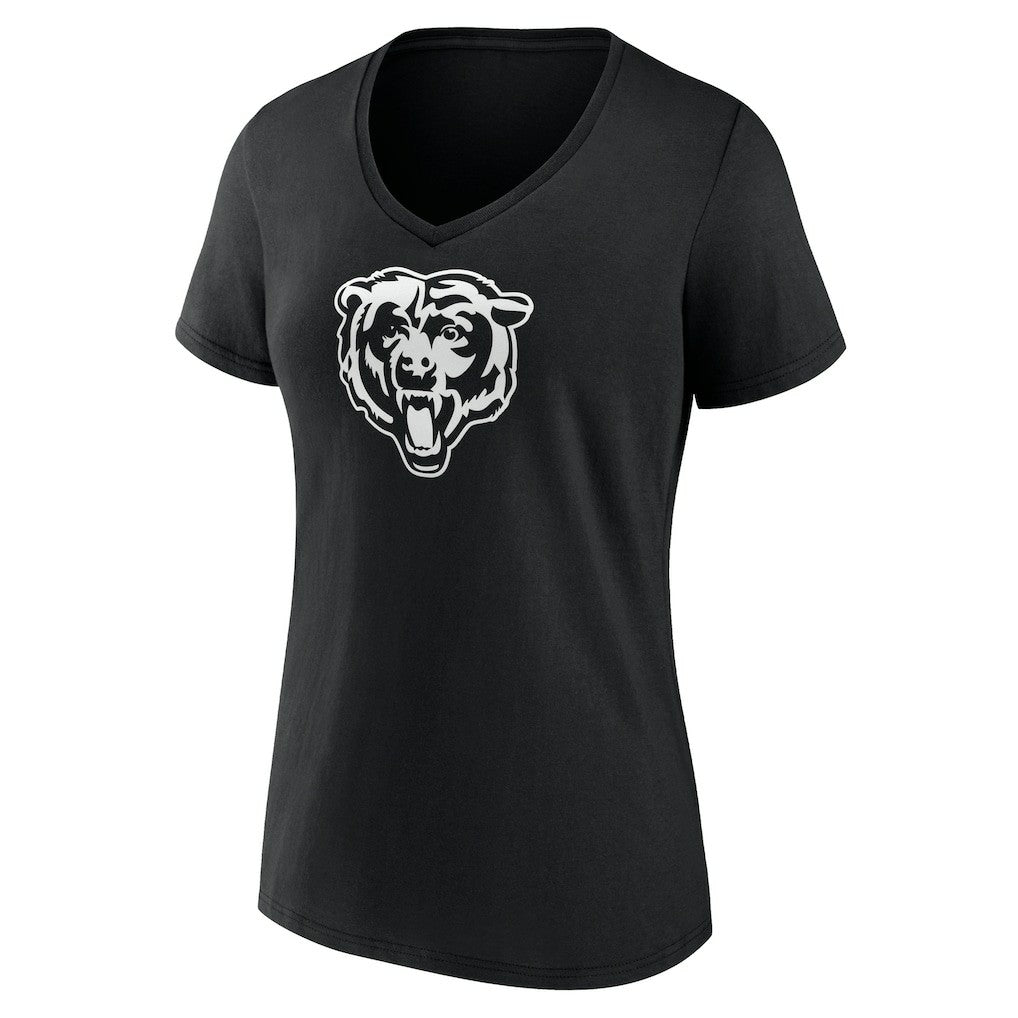 Chicago Bears Women's Personalized Name & Number Monochrome V-Neck T-Shirt Black