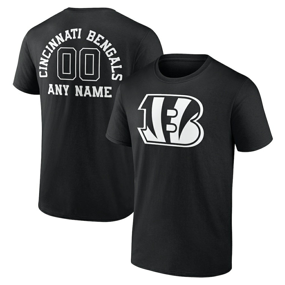 Cincinnati Bengals Personalized Name & Number Monochrome T-Shirt Black