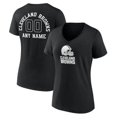Cleveland Browns Women's Personalized Name & Number Monochrome V-Neck T-Shirt Black