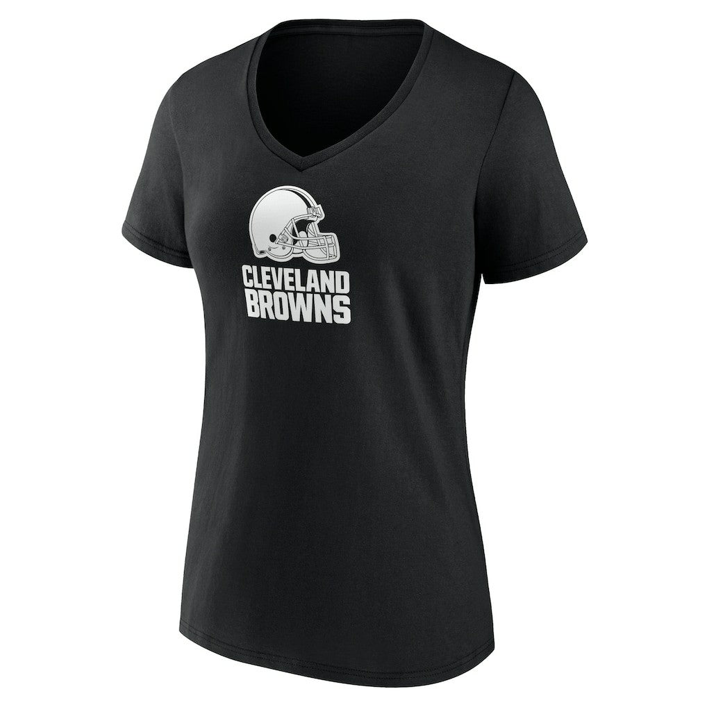 Cleveland Browns Women's Personalized Name & Number Monochrome V-Neck T-Shirt Black