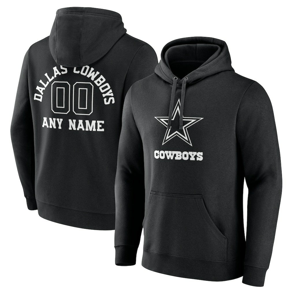 Dallas Cowboys Personalized Name & Number Pullover Hoodie Black