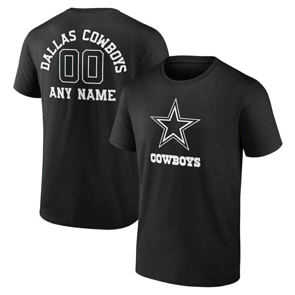 Dallas Cowboys Personalized Name & Number Monochrome T-Shirt Black