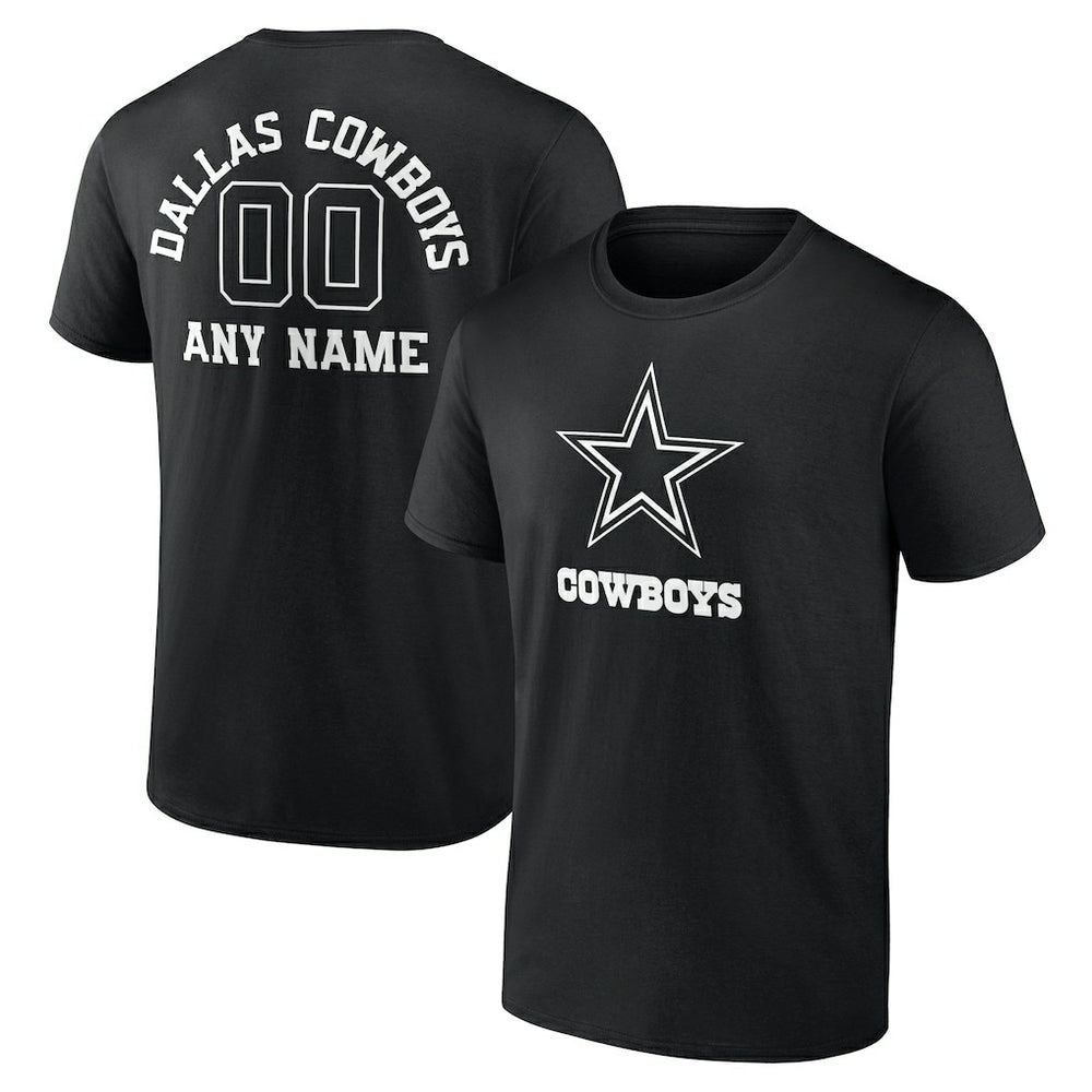 Dallas Cowboys Personalized Name & Number Monochrome T-Shirt Black