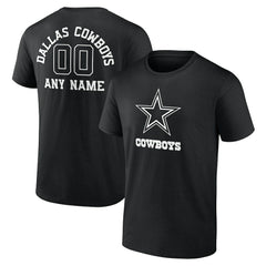 Dallas Cowboys Personalized Name & Number Monochrome T-Shirt Black