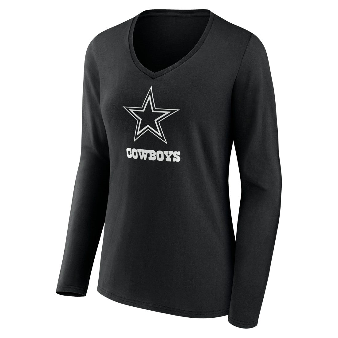 Dallas Cowboys Women's Personalized Name & Number Monochrome Long Sleeve V-Neck T-Shirt Black