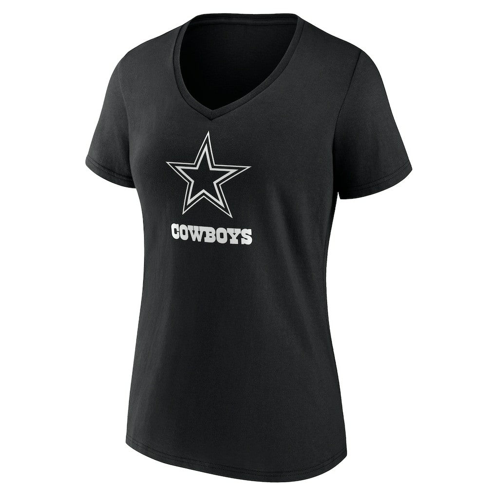 Dallas Cowboys Women's Personalized Name & Number Monochrome V-Neck T-Shirt Black