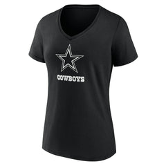 Dallas Cowboys Women's Personalized Name & Number Monochrome V-Neck T-Shirt Black