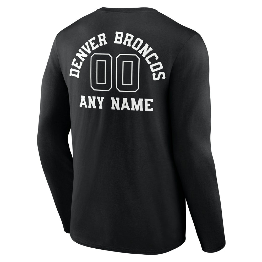 Denver Broncos Personalized Name & Number Monochrome Long Sleeve T-Shirt Black