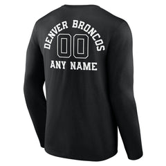 Denver Broncos Personalized Name & Number Monochrome Long Sleeve T-Shirt Black