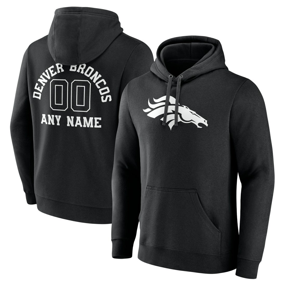 Denver Broncos Personalized Name & Number Pullover Hoodie Black