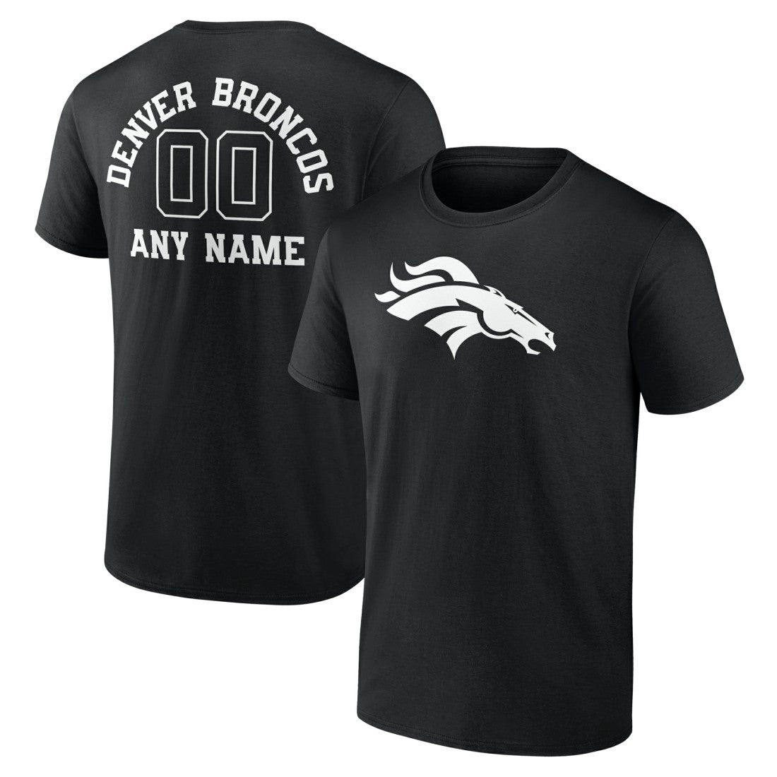 Denver Broncos Personalized Name & Number Monochrome T-Shirt Black