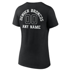 Denver Broncos Women's Personalized Name & Number Monochrome V-Neck T-Shirt Black
